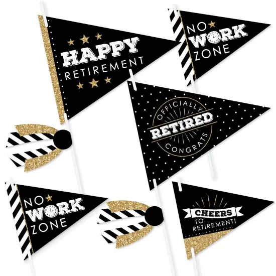 Big Dot of Happiness Happy Retirement - Triangle Retirement Party Photo Props - Pennant Flag Centerpieces - Set of 20 {1}