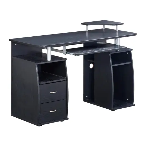 Techni Office Solutions 47.25" Black Espresso Unique Techni Mobili Complete Workstation Computer Desk with Storage {1}
