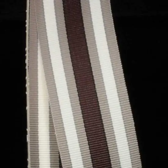 The Ribbon People Grey, White and Brown Striped Woven Grosgrain Craft Ribbon 1 3/8" x 55 Yards {1}