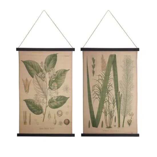 Melrose Set of 2 Miscellaneous Green Foliage Cotton Wall Hangings 32&rdquo; Brown {1}