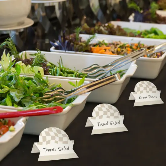 Big Dot of Happiness Tan Checkered Party - Tent Buffet Card - Table Setting Name Place Cards - Set of 24 {4}