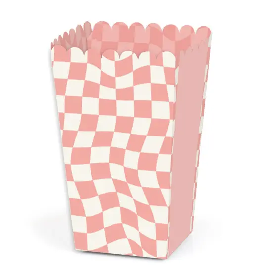 Big Dot of Happiness Pink Checkered Party - Favor Popcorn Treat Boxes - Set of 12 {1}