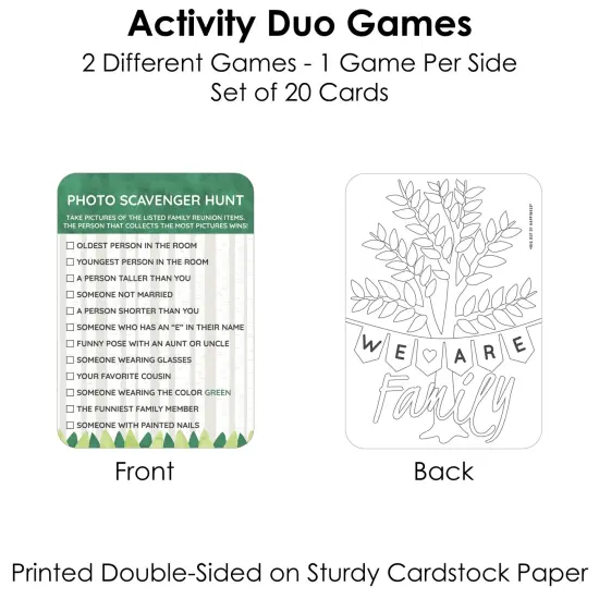 Big Dot of Happiness Family Tree Reunion - 2-in-1 Family Gathering Party Cards - Activity Duo Games - Set of 20 {6}