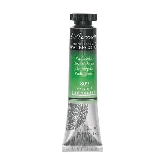 Sennelier French Artists' Watercolor - Hooker's Green, 21 ml, Tube {2}