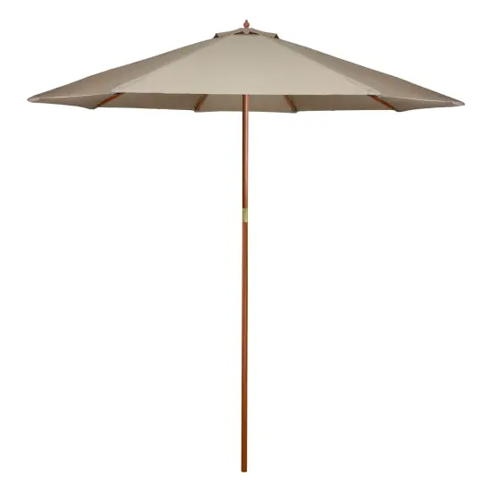 Northlight 9ft Outdoor Patio Market Umbrella with Wooden Pole, Tan Beige {1}
