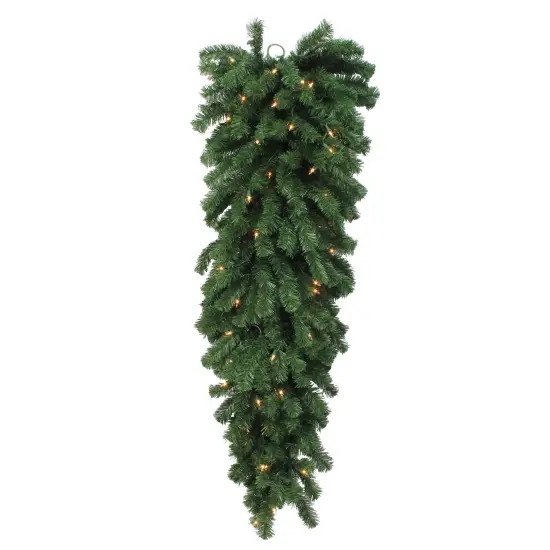 Northlight Pre-Lit Deluxe Windsor Pine Artificial Christmas Teardrop Swag - 54" - Clear Lights Green {1}