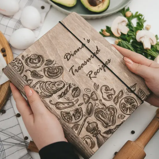 Family Cookbook, Personalized Gift for Her, Wooden Cook Book Recipe Planner by Enjoy The Wood {1}