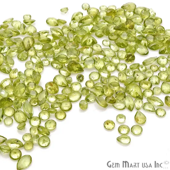 Peridot Gemstone, 100% Natural Faceted Loose Gems, August Birthstone, 6-12mm,50 Carats, GemMartUSA (PT-60001-50) {2}