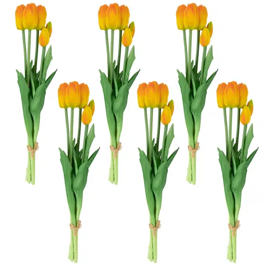 Northlight Real Touch&trade; Orange and Yellow Artificial Tulip Floral Bundles, Set of 6 - 18" {1}