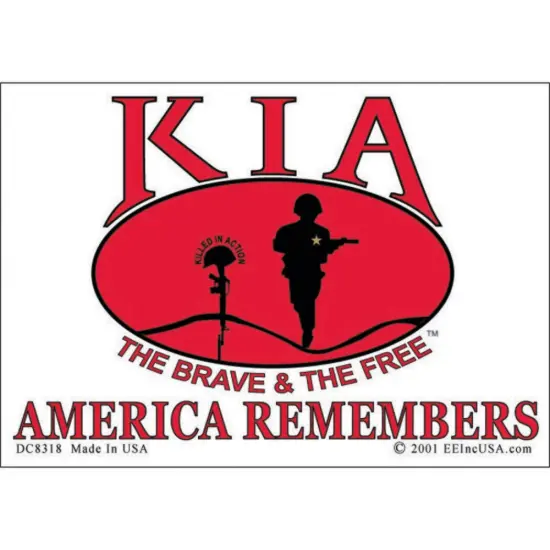 Patriotic America Remembers KIA Sticker (3-1/4"x3-1/2") {1}