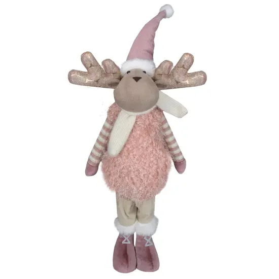 Northlight Standing Boy Moose Christmas Figurine - 26" - Pink and Beige {1}