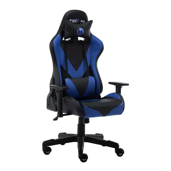 Techni Office Solutions 53" Vibrant Blue and Black Unique Techni Sports TS-92 Comfortable Gaming Chair {1}