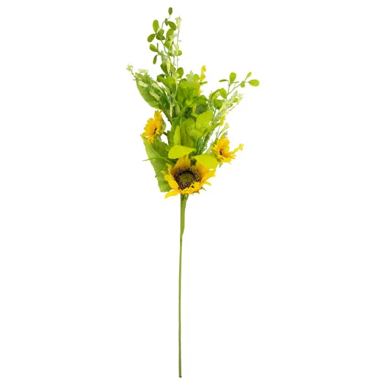 Allstate Sunflower and Wildflower Artificial Floral Silk Spray - 33" - Yellow Orange {3}