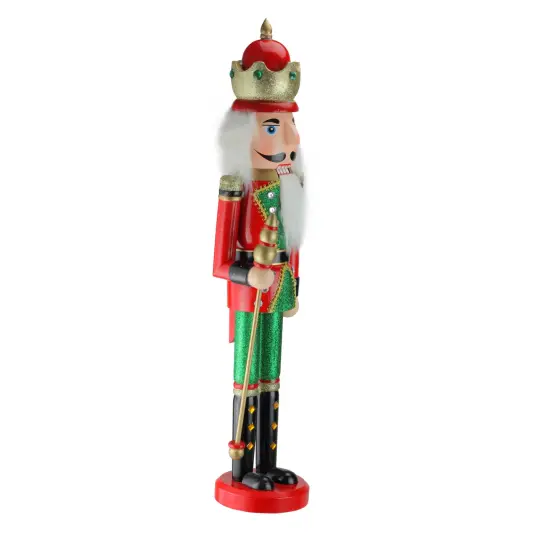 Northlight 24" Red and Green Wooden Christmas Nutcracker King with Scepter {3}