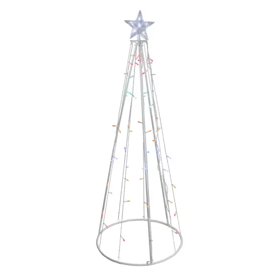 Northlight LED Lighted Cone Christmas Tree Outdoor Decoration - 5' - White - Multicolor Lights {3}