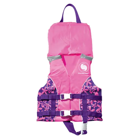Swim Central 20" Pink and Purple Floral Girl Infant Life Jacket Vest with Handle - Up to 30lbs {1}