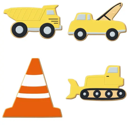 CookieCutter.com Construction 4 Piece Cookie Cutters Set, Bulldozer, Dump Truck, Tow Truck, Traffic Cone, Tin Plate Steel, USA {2}