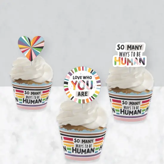 Big Dot of Happiness So Many Ways to Be Human - Cupcake Decoration - Pride Party Cupcake Wrappers and Treat Picks Kit - Set of 24 {4}