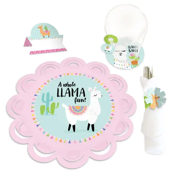 Big Dot of Happiness Whole Llama Fun - Llama Fiesta Baby Shower or Birthday Party Paper Charger & Table Decorations Chargerific Kit for 8 {1}