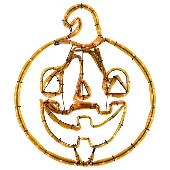 Northlight 18" Orange Jack O Lantern 4 Function LED Lighted Halloween Window Silhouette {3}