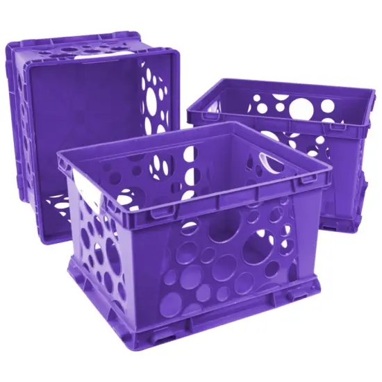 Storex Large Storage and Filing Crate with Comfort Handles, Purple/White (Case of 3) {1}