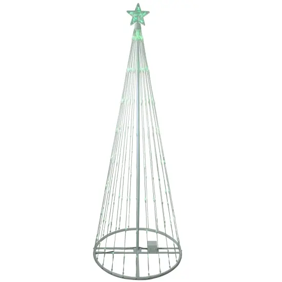 Northlight LED Lighted Show Cone Tree Outdoor Christmas Decoration - 6' - Green Lights White {3}