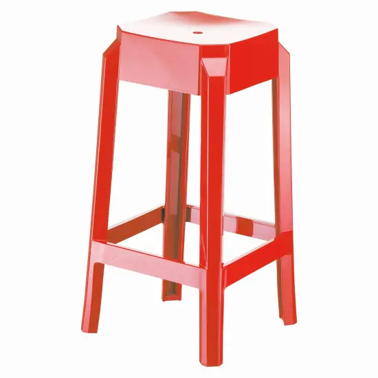 Luxury Commercial Living 25.6" Red Glossy Outdoor Patio Solid Counter Stool {1}