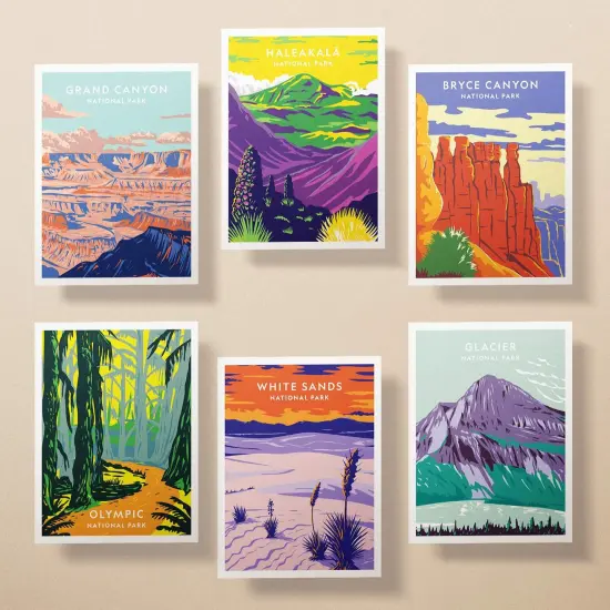 National Park Greeting Cards | Set 2 | Vintage USA Parks with Envelopes | Gift for Nature Lovers | Blank Inside | 100% Recycled Paper {4}