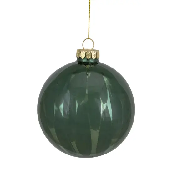 Northlight Shiny Brush Stroke Glass Christmas Ball Ornament - 4" - Green {3}