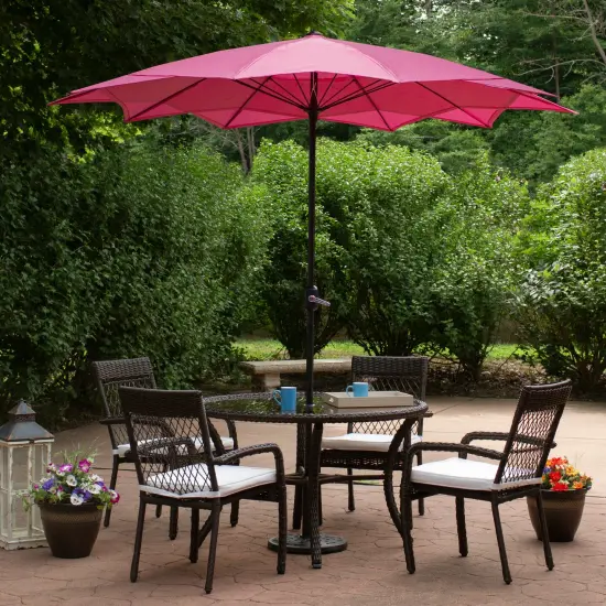 Northlight 8.85ft Outdoor Patio Lotus Umbrella with Hand Crank, Pink {3}