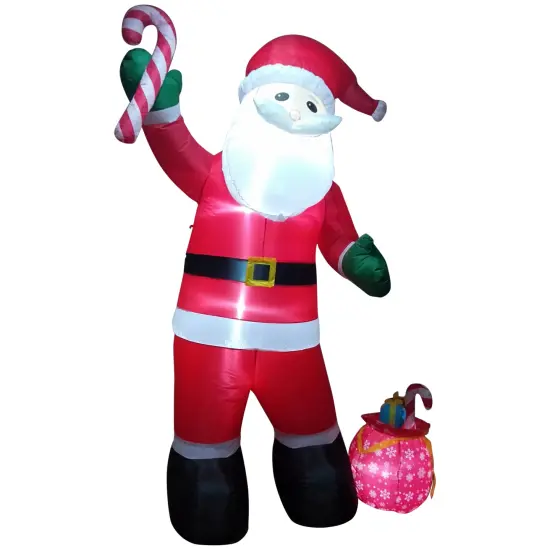 Northlight LED LIghted Inflatable Santa Claus with Toy Sack Outdoor Christmas Decoration - 8' Red {3}
