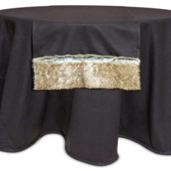 Melrose 70" Brown Country Rustic Christmas Table Runner with Faux Fur Border Trim {1}