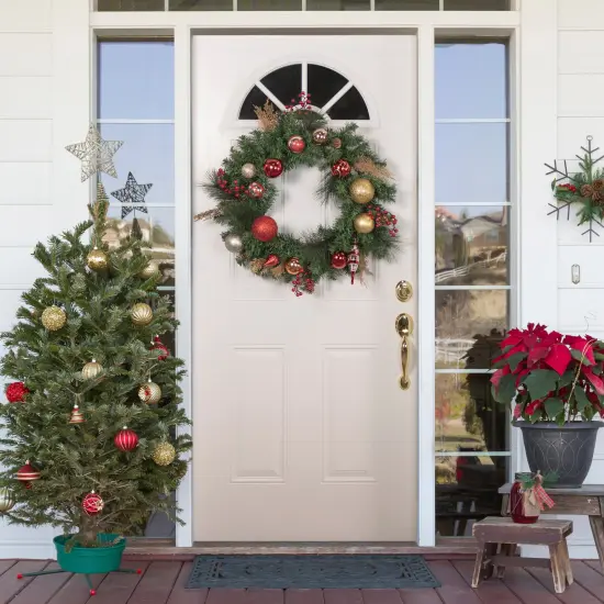 Northlight Green Mixed Foliage and Ornaments Artificial Christmas Wreath - 30" - Unlit {3}