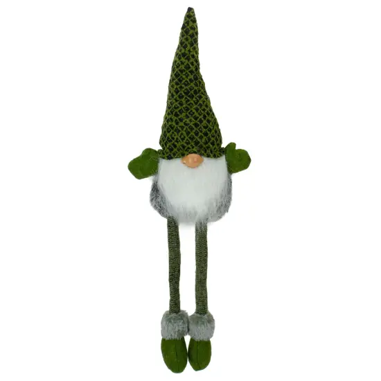 Northlight Dangling Legs Sitting Boy Gnome with Beard Christmas Figure - 21" - Green {1}