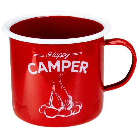 Raz 5.5&rdquo; Red and White Happy Camper Mug {1}