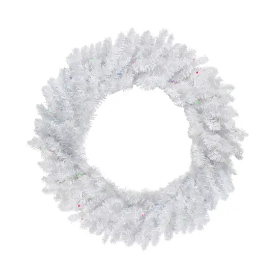 Northlight Pre-Lit Battery Operated Snow White Christmas Wreath - 30" - Multicolor LED Lights {1}