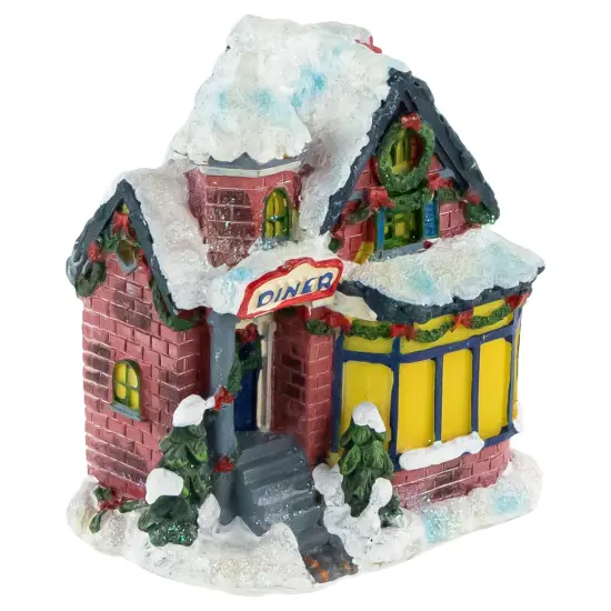 Northlight Snowy Diner Christmas Village Building Decoration - 4" Red {6}