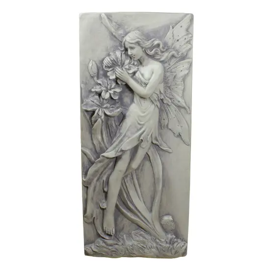 Northlight Fairy with Lily Flowers Wall Plaque - 31" - Gray {1}