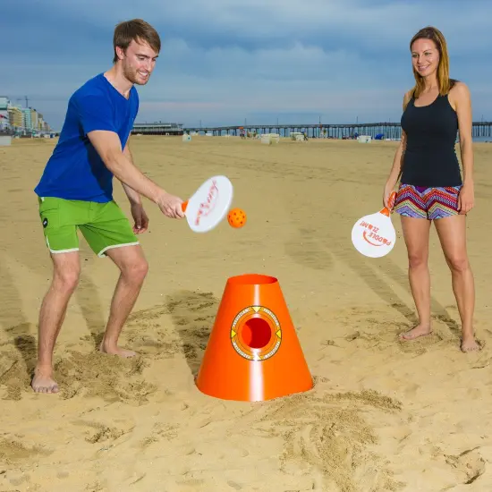 SwimWays 18" Orange Pickleball Paddle Zlam with Cones Backyard Paddle Ball Game {3}