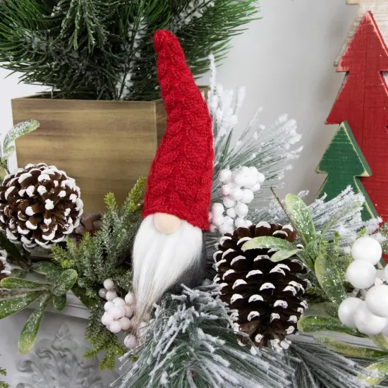 Northlight Gnome with Knitted Hat Christmas Decoration - 8" - Gray and Red {3}