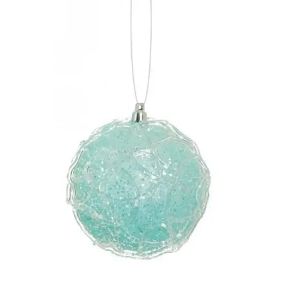 Select Artificials Glittered Ice Blue Shatterproof Snowy Winter Christmas Ball Ornament 3.25" (80mm) {3}
