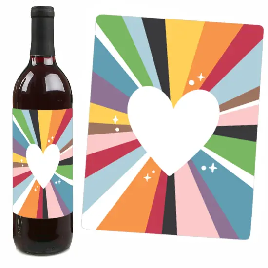 Big Dot of Happiness So Many Ways to Be Human - Pride Party Decorations for Women and Men - Wine Bottle Label Stickers - Set of 4 {7}