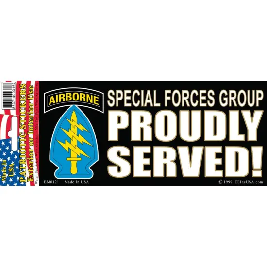 Special Forces Group Proudly Served Bumper Sticker 3"X6-1/2" {1}