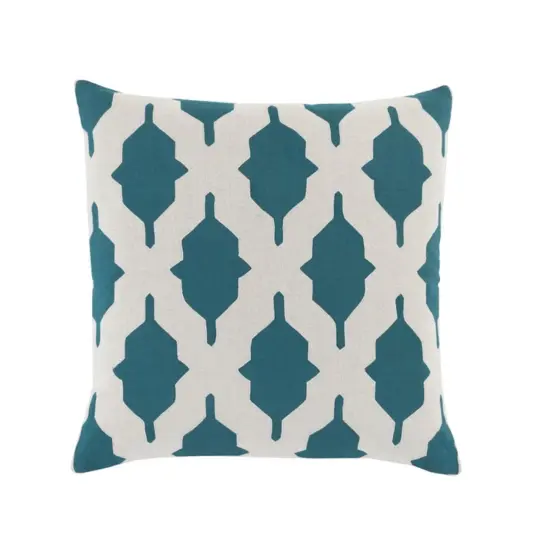 Diva At Home 20" Teal Blue and Gray Geometric Decorative Square Throw Pillow - Poly Filled {1}