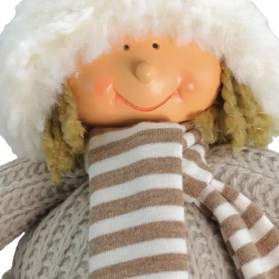 Northlight Boy in Fuzzy Pants with Faux Fur Trim Christmas Figure - 12" Gray {3}