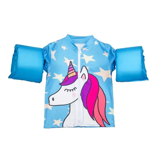 Swim Central 18-Inch Turquoise Girls Swim Shirt "Making Magic" Floaties With a Unicorn Blue {1}