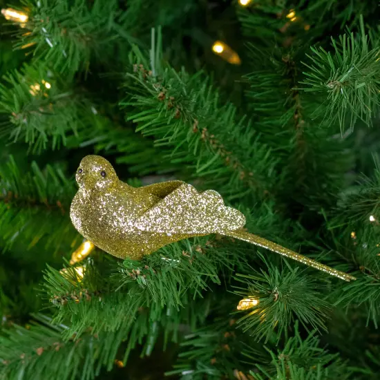 Northlight Glittered Bird Clip-On Christmas Ornament - 6" - Gold-tone {3}