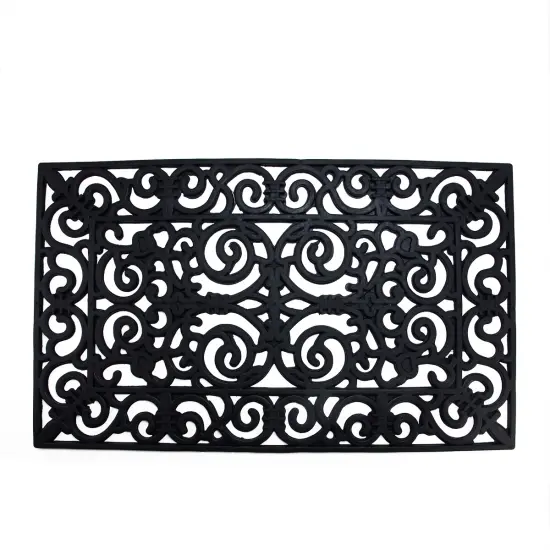 Northlight Scroll Design with Open Back Welcome Doormat 18" x 30" Black {1}