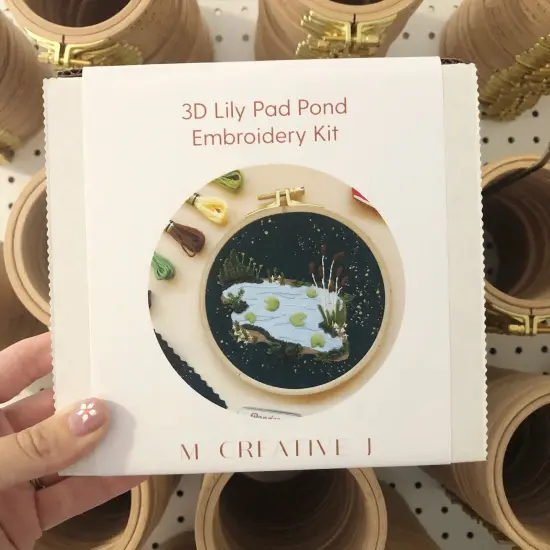 3D Lily Pad Pond - Advanced Hand Embroidery DIY Craft Kit {3}