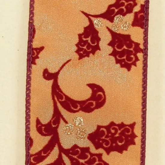 The Ribbon People Metallic Red and Gold Swirls Wired Craft ChristmasRibbon 2" x 20 Yards {1}